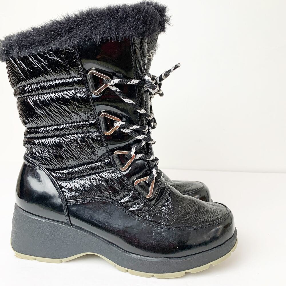 SZ 6 Sporto Women's Charles Waterproof Quilted Unsulated Winter Snow Boot Black
